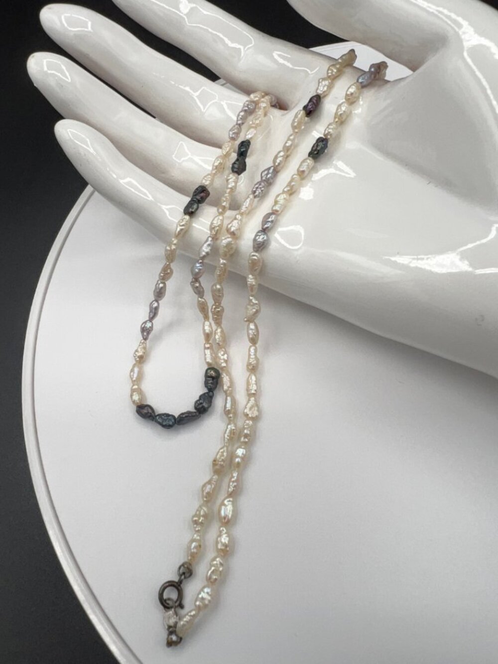 Freshwater Pearl Bead Necklace Speidel 925 Clasp Vintage - Picture 4 of 14